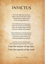 INVICTUS Inspirational Motivational Poem Quote Art Poster Vintage Style Paper A4