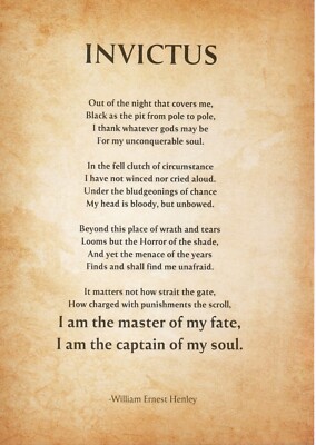 INVICTUS Inspirierend Motivierend Gedicht Zitat Kunst Poster Vintage Stil Papier A4
