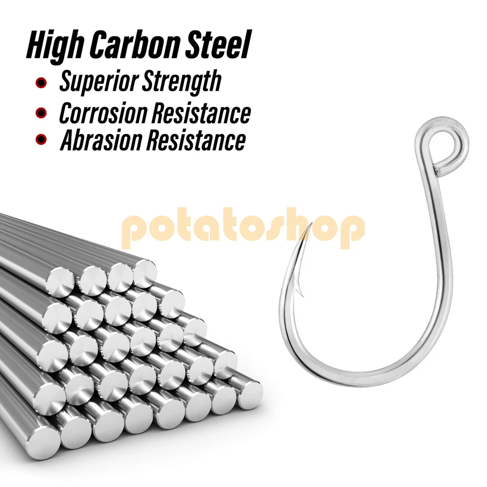 30pcs Inline Single Hooks Replacement Fishing Hooks 8-10/0 Big Eye Carbon Steel - Image 3 of 4