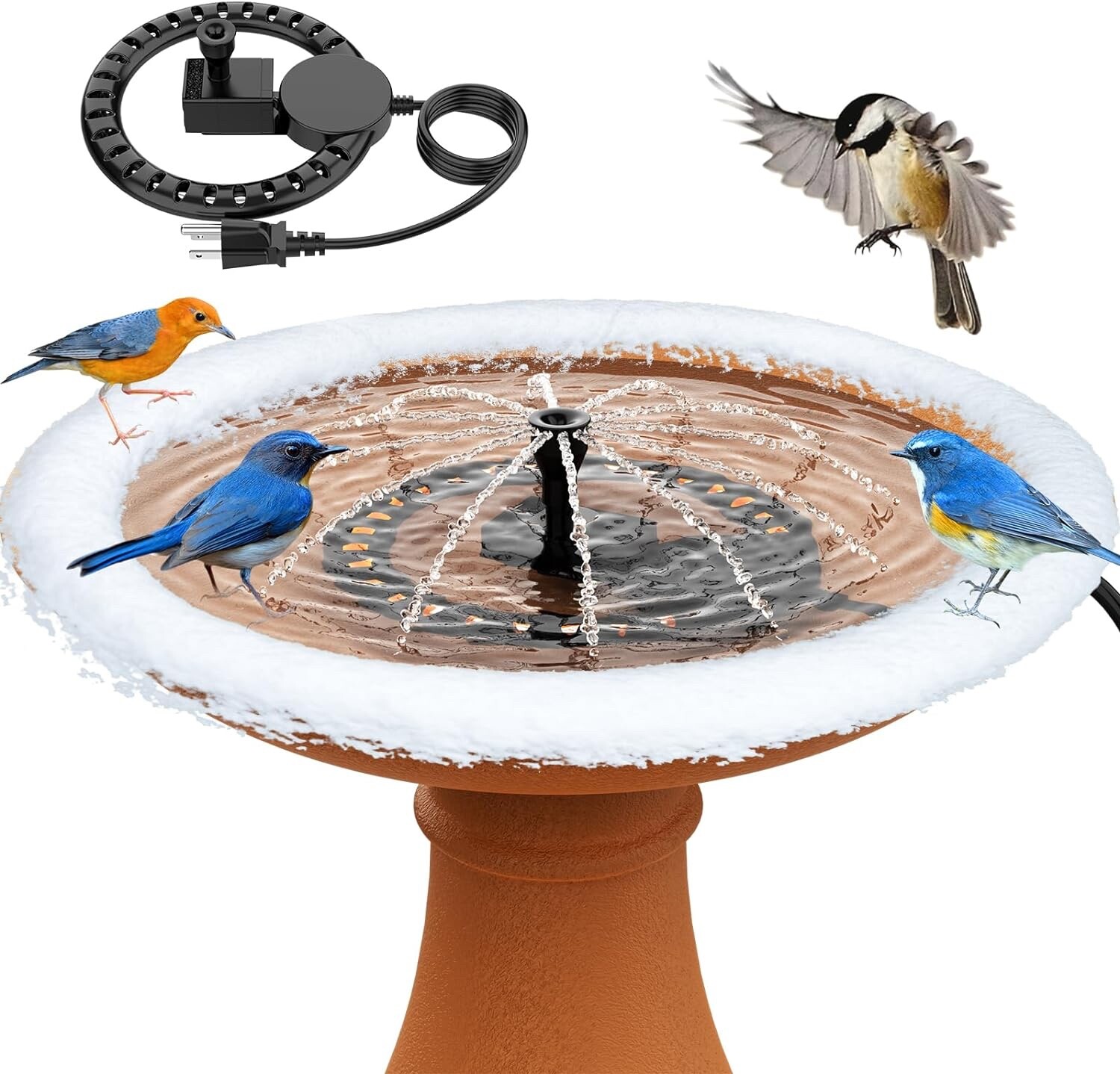 Bird Bath Heater for Outdoors with Water Pump, Deicer for Birdbaths