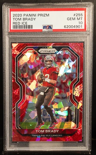 62004901 TOM BRADY 2020 Panini Prizm 255 Red Ice PSA 10 GEM MINT