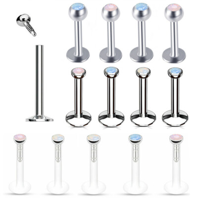 6pc Mixed Opalite Labret Lip Monroe 6mm-12mm Bar Ring Tragus Ear Stud Piercing