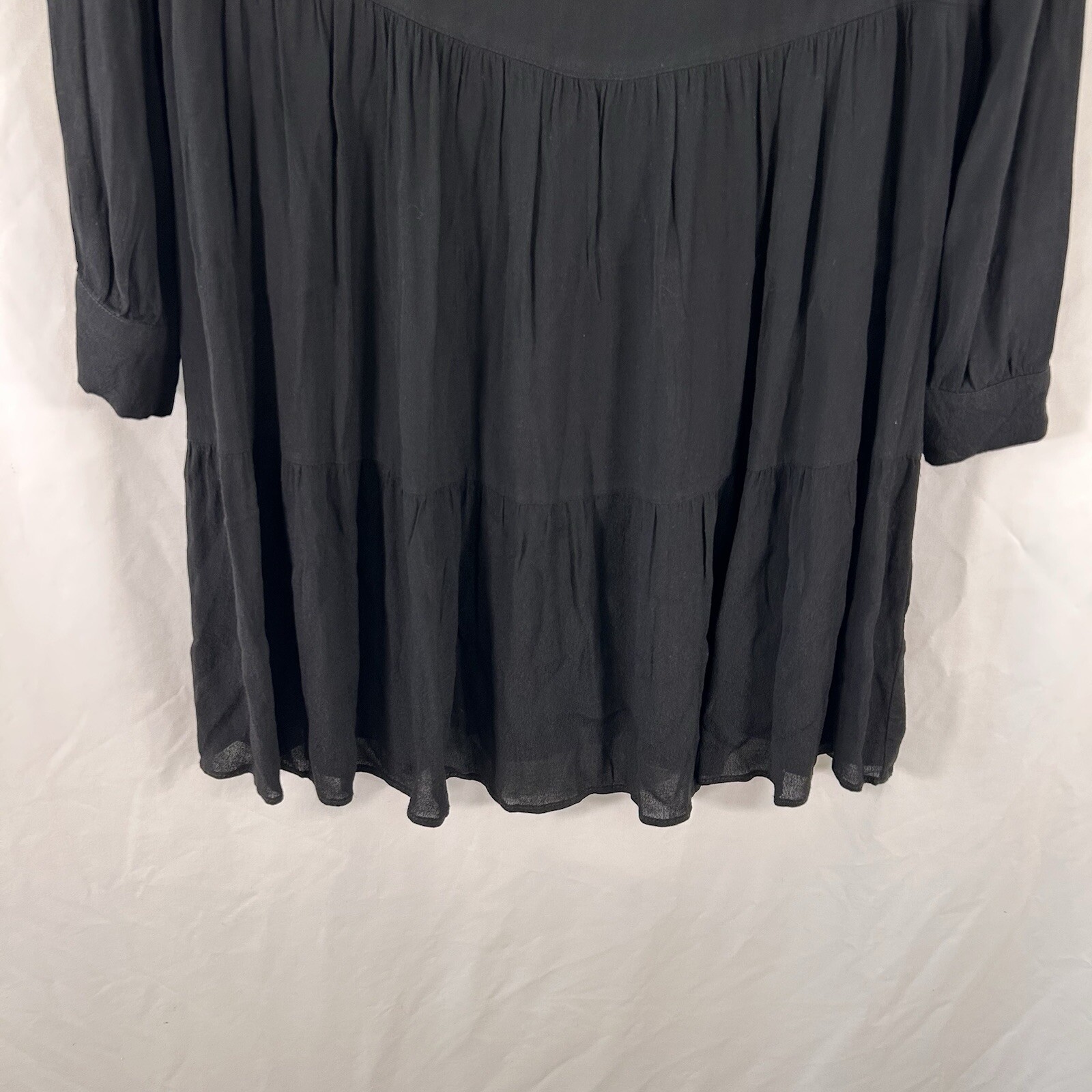 Zara Women Knee Length Dress Women's Small Black Semi-Sheer Long Sleeve Zip Back thumbnail 3