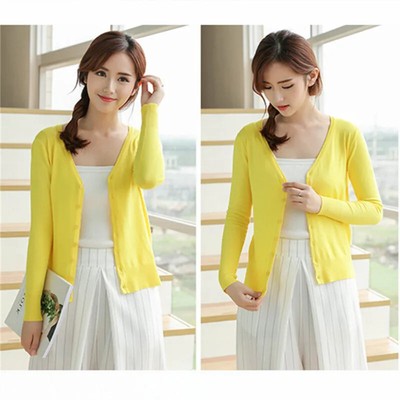 2023 Sweater Knitted Cardigan Button Jacket V-neck Loose Long Sleeve Casual Tops