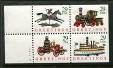 US MNH Pane #2718a 29c Christmas Greetings Toys  Not Folded P# A111111,271810