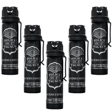 5 pack Police Magnum 4oz pepper spray Flip Top Belt Clip Self Defense Protection