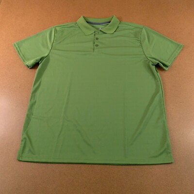 Real Essentials Mens Size XL Green Short Sleeve Performance Polo Shirt New
