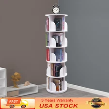 360° Rotating 5 Tiers Bookshelf Bookcase Storage Shelf Freestanding Display Rack