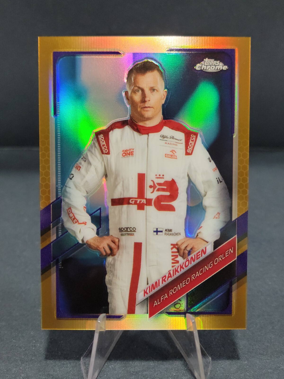 2021 Topps Chrome Formula 1 Kimi Raikkonen Purple Gold Refractor SP #15 F1