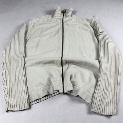 Mens Vintage Rib Knit Zip Jacket High Neck Minimalist Y2K Casual Sweater Cardiga