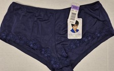 VTG NEW W/TAGS DELTA BURKE PANTIES SIZE 9/2X NAVY BLUE NYLON EMBROIDERED LACE
