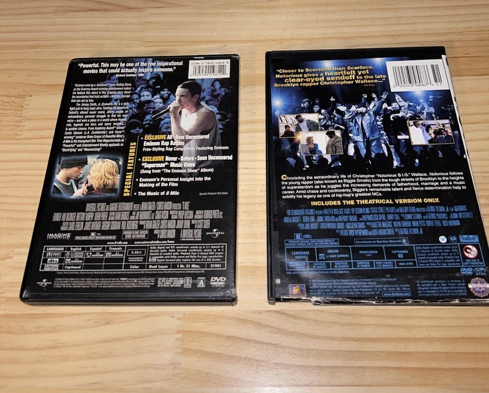 8 Mile & Notorious DVD Lot – Eminem & Biggie Biopic Movies - Image 2 of 4