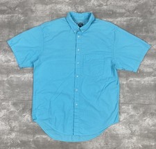 vintage 90s QUICKSILVER button up shirt Mens L short sleeve blue surf