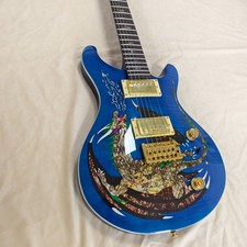 Custom Electric Guitar Blue Dragon Graphic Inlay Gold Hardware Fast Ship