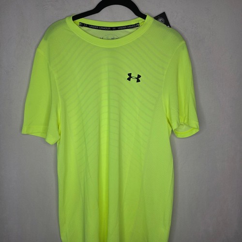 Under Armour Mens HeatGear Seamless Tee Neon Yellow 1351450 Medium