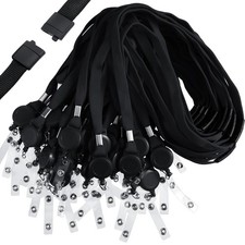 108 Pcs Breakaway Lanyards with Safety ID, Retractable Flat Neck Straps - Black
