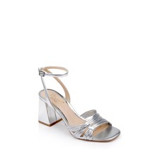 Jewel Badgley Mischka Michelle Evening Block Heel Sandals Silver Metallic