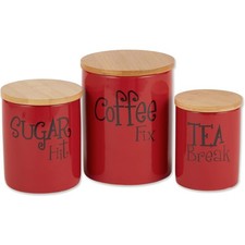 Red Kitchen Canister Set of 3