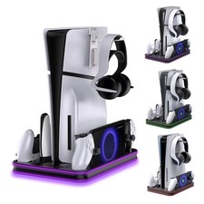 PlayStation Portal Charger, PS5 Stand and Cooling Station with RGB LED Black