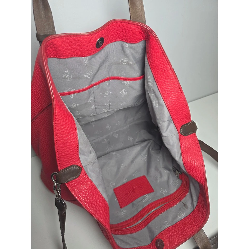 Cole Haan Pebbled Leather Large Hobo Bag Red Pink Shoulder Crossbody Purse Big - Image 4 of 4