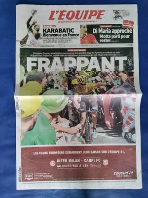 TOUR DE FRANCE /JOURNAL L'EQUIPE 15/7/2015 ''FRAPPANT''