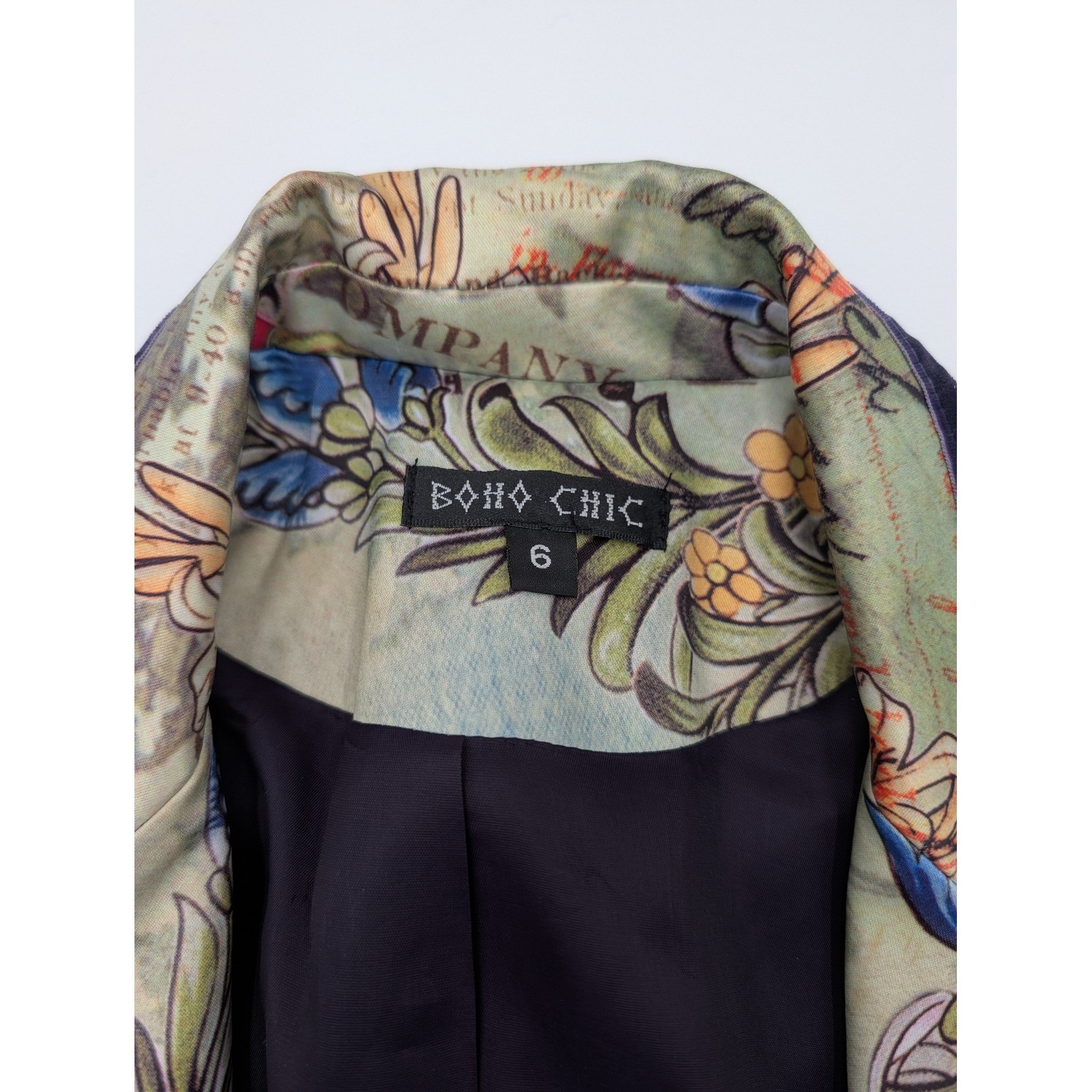 BOHO CHIC Tattoo Floral Lace Up Blazer Jacket Women Size 6