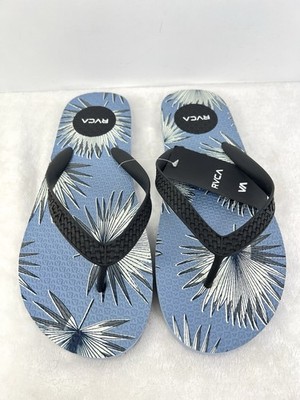 RVCA Surf Street Style Beach Pool Casual Flip Flops Floral Mens Size 11 Blue New