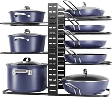 ORDORA Pots and Pans Organizer under Cabinet 14.55 Height, Adjustable 8-Tier Pot