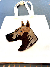 Adorable Artisan Crafted Appliqu  Dog Tote Bag   Customizable Canvas Bag Color