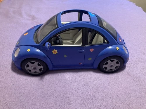 Vintage Barbie 17" VOLKSWAGEN VW CAR Mattel 2000 Blue Beetle Barbie Bug Sunroof