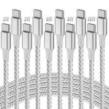 USB C to USB C Cable, 5Pack 3/3/6/6/10FT 60W USBC Fast Charging Cable Nylon B...