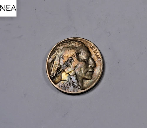 1930-S Buffalo Nickel ~ Very Fine VF Rainbow Toned ~ZB501