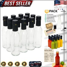 Versatile 5 Oz Clear Glass Bottles with Professional Shrink Capsules - 12 Pack