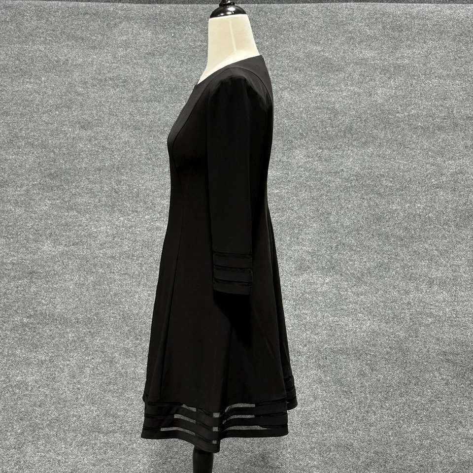Jessica Howard Little Black Dress Womens 6 Petite Fit & Flare Mesh Trim LBD - Image 4 of 4