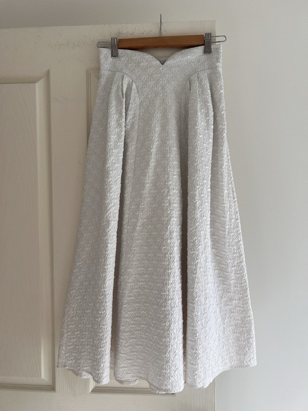 AEL Amy Enjoy Life Size S High Waisted Ivory Textured Full Maxi Skirt