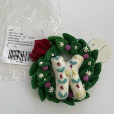 NWT Anthropologie Wool Felt Monogram Christmas Ornament Gift Tag Letter K Wreath