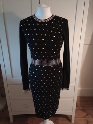 Madeleine Fine Knitted Metal Embellished Dress Size 8 BNWT