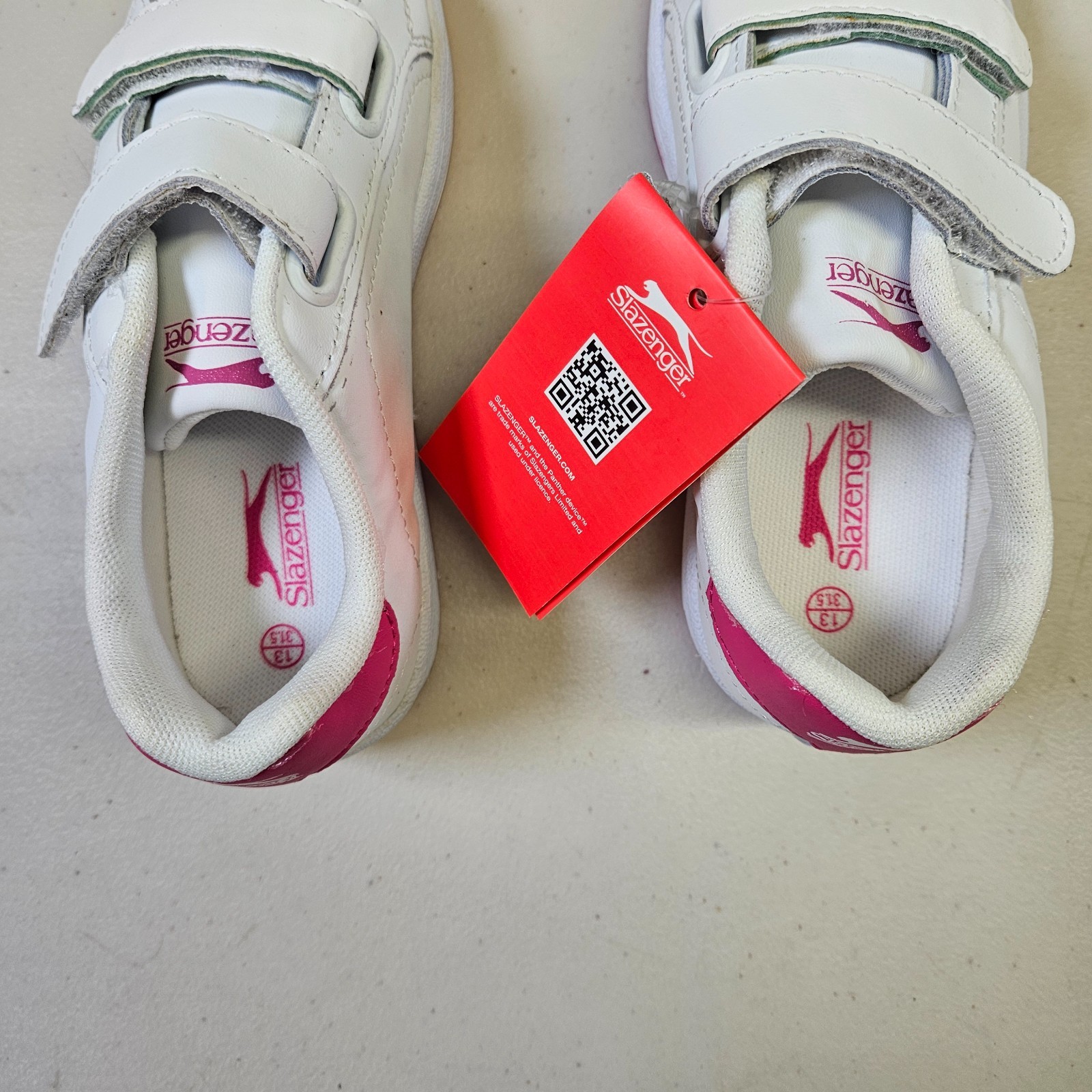Slazenger Kids Trainers UK 13 White Pink Leather image 3