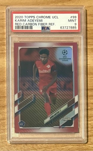 Karim Adeyemi 2020-21 Topps Chrome UCL Red Carbon Fiber Refractor SSP PSA 9 RC