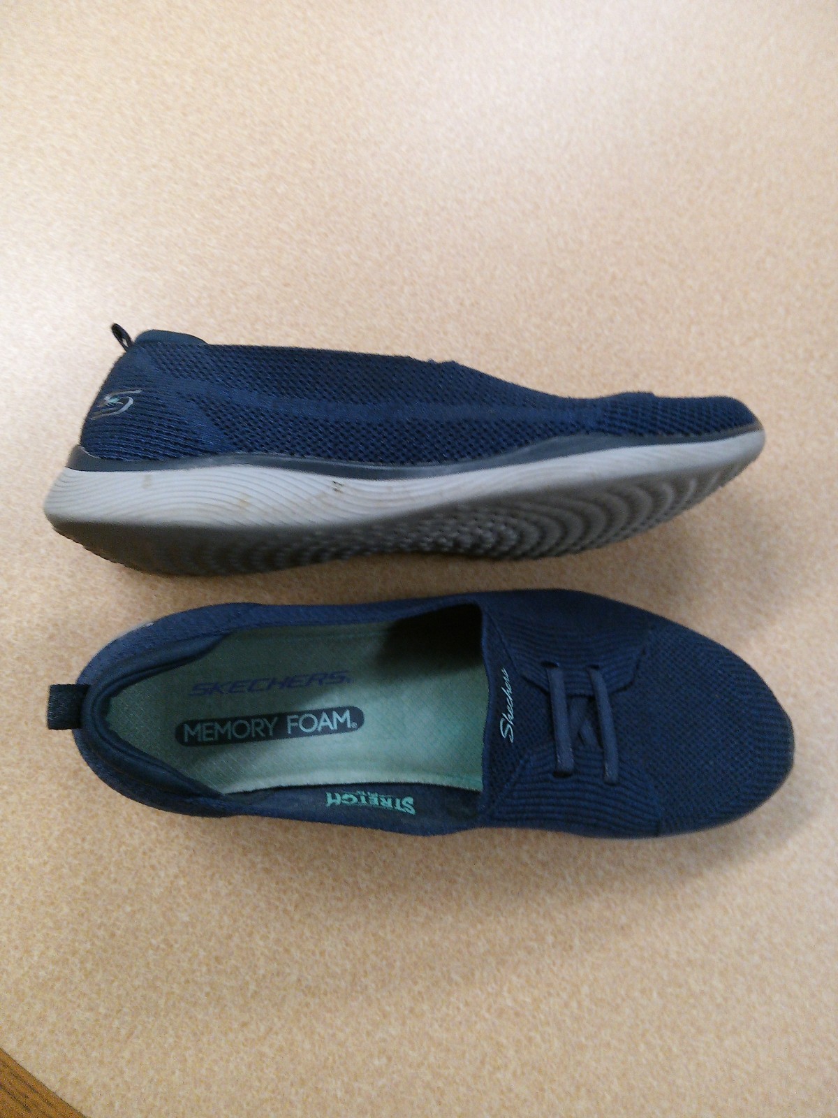 SAOLA Scarpe comode SKECHERS blu navy nere come nuove LOGO donna taglia 9 suola grigia