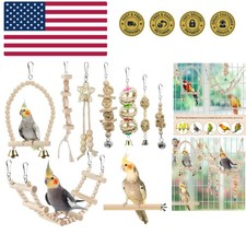 Bird Parrot Swing Toys, Chewing Standing Hanging Perch Hammock Climbing Ladde...