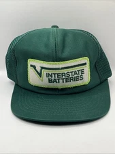 Vintage 90s Trucker Hat Interstate Batteries Trucker Mesh Snapback Baseball Cap