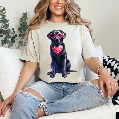 Black Lab Herz Brille Damen Ring-Spun T-Shirt Hundeliebhaber Geschenk für Sie