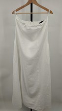 Quince Women 100% European Linen Strapless Maxi Dress White Basic Sleeved M