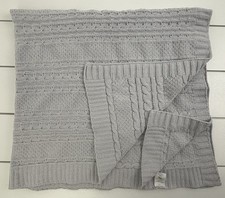 STARTING OUT Plush Chenille Cable Knit Baby Blanket Lovey Gray