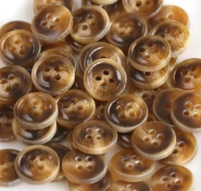 100PCS 11.5mm 15/32 Shine Brown Resin Buttons, 4 Holes, Shirts, Blouse