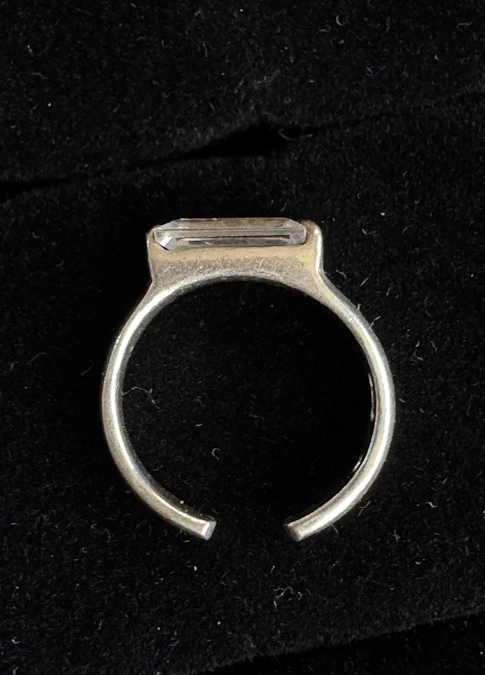 МИЛЫЙ регулируемый ребенка или Midi костяшки размер 1 кольцо багет прозрачный камень 925 серебро - Изображение 3 из 4