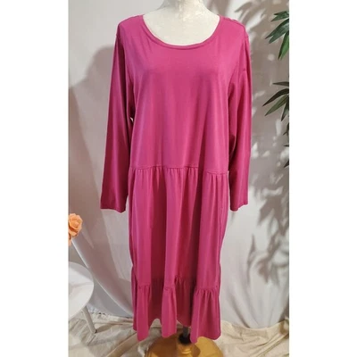 Logo Lori Goldstein Cotton Modal Regular Tiered Maxi Dress 2X Pink Prairie - Image 1 of 4