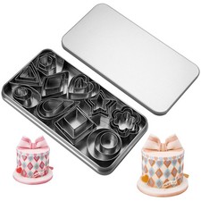 Mini Cookie Cutter Shapes Set - 30 Tiny Stainless Steel Stamps of Geometric S...