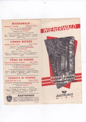 Brochure Flyer Wienerwald Vienna Forest Astrobus Wien